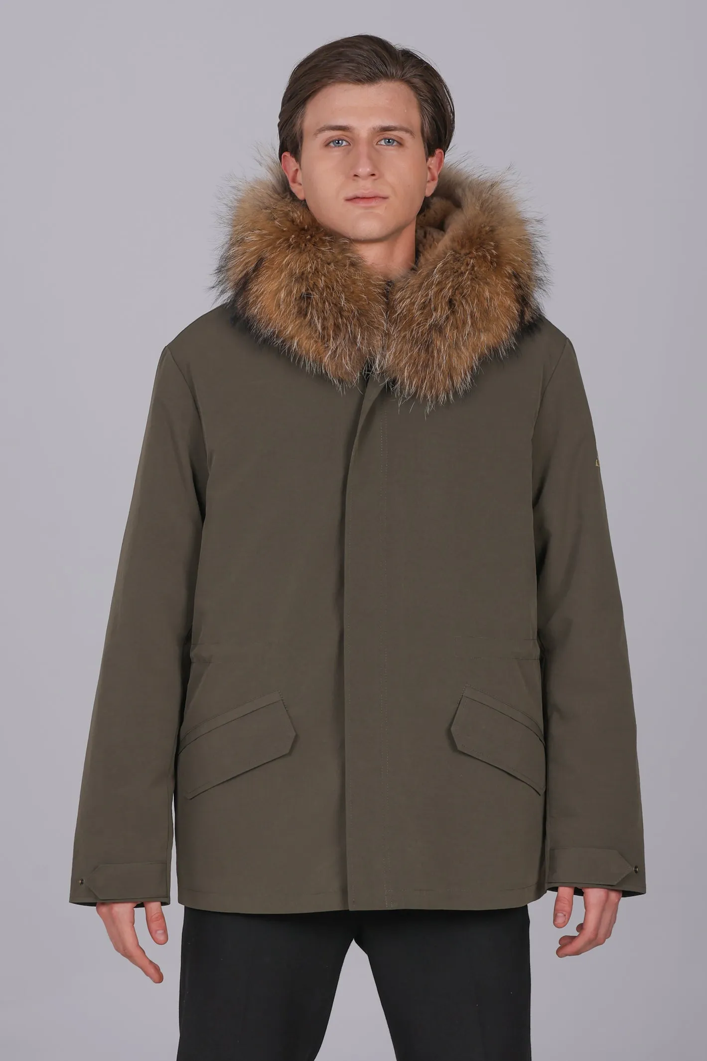 Parka corto in misto cotone impermeabile Raccon e Rex rabbit