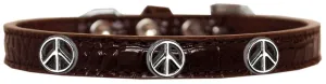 Peace Sign Widget Croc Dog Collar Chocolate Size 16