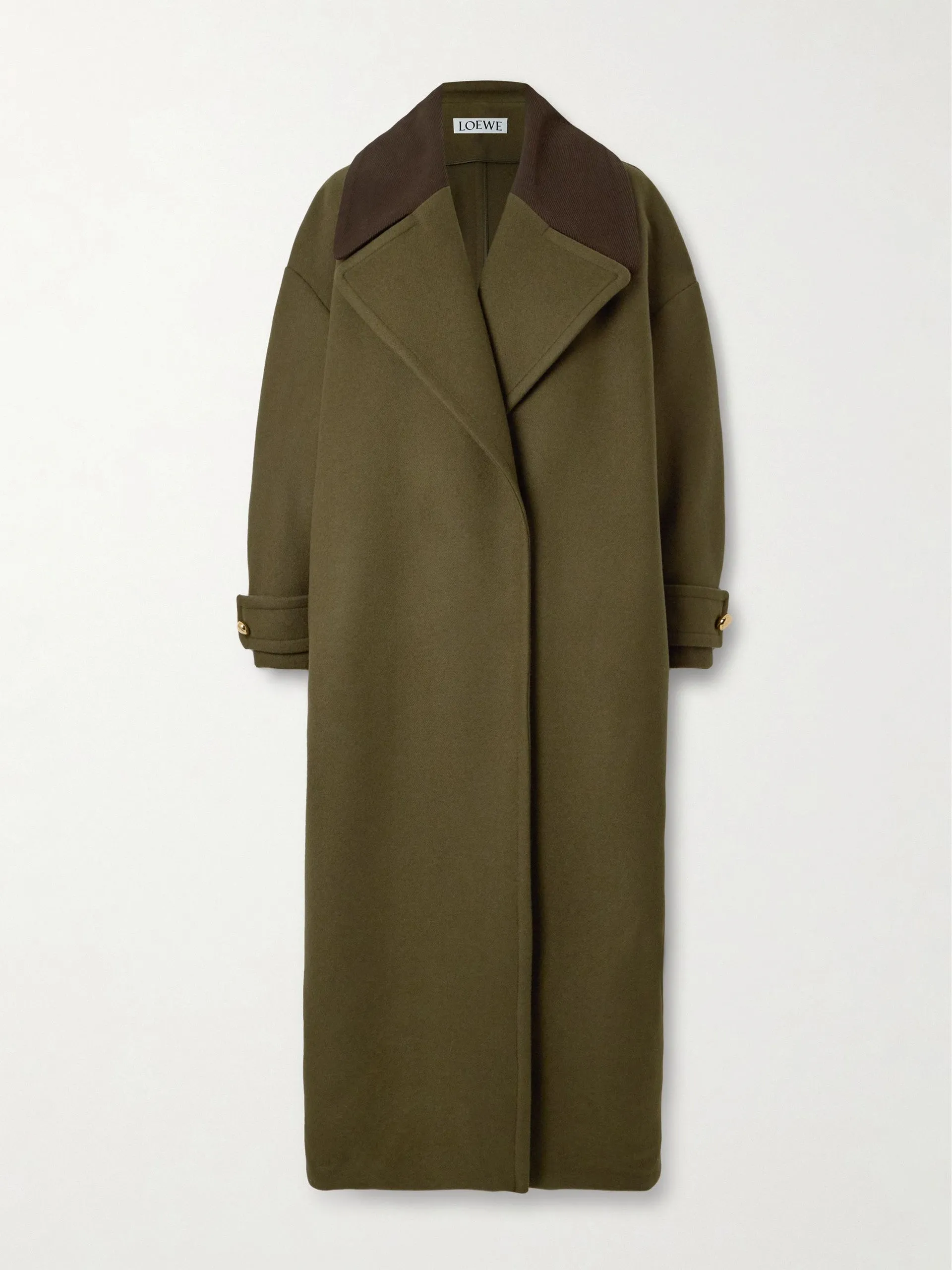 Pebble cotton corduroy-trimmed wool coat