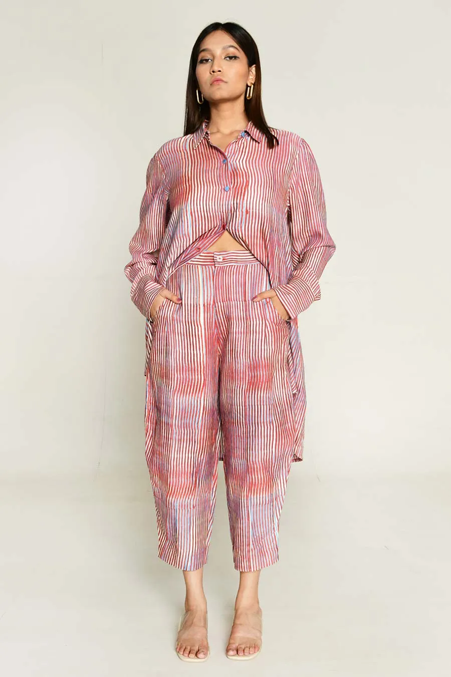 Pink Block-Printed Culottes Pant