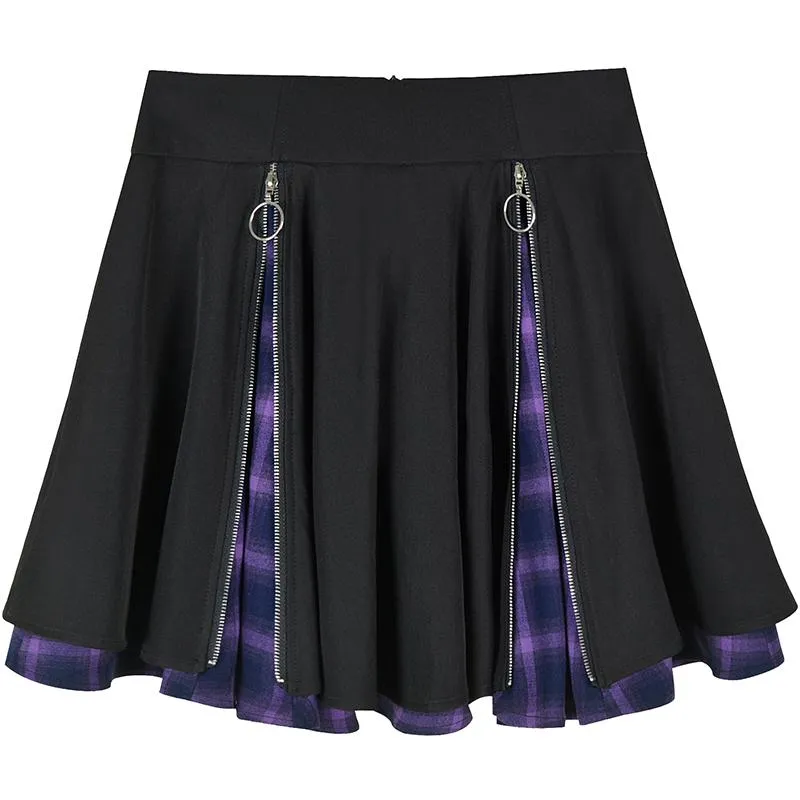 Plaid Zipper High Waist Skirt SD01303