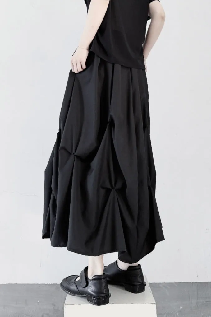 Pleated Irregular Skirt Yamamoto Style Layered Long Skirt