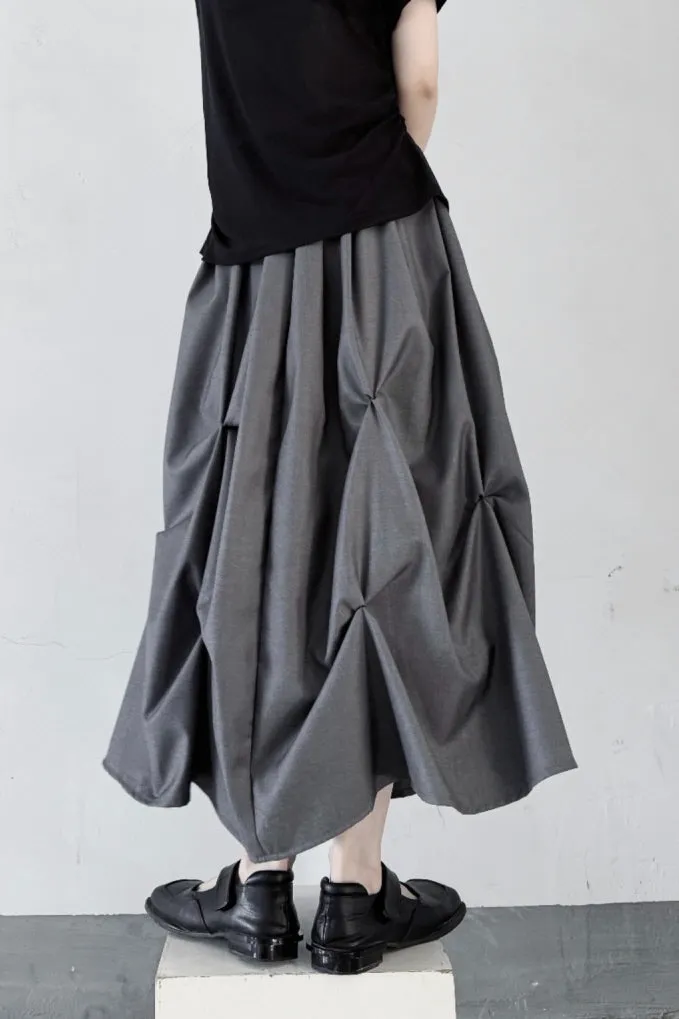 Pleated Irregular Skirt Yamamoto Style Layered Long Skirt