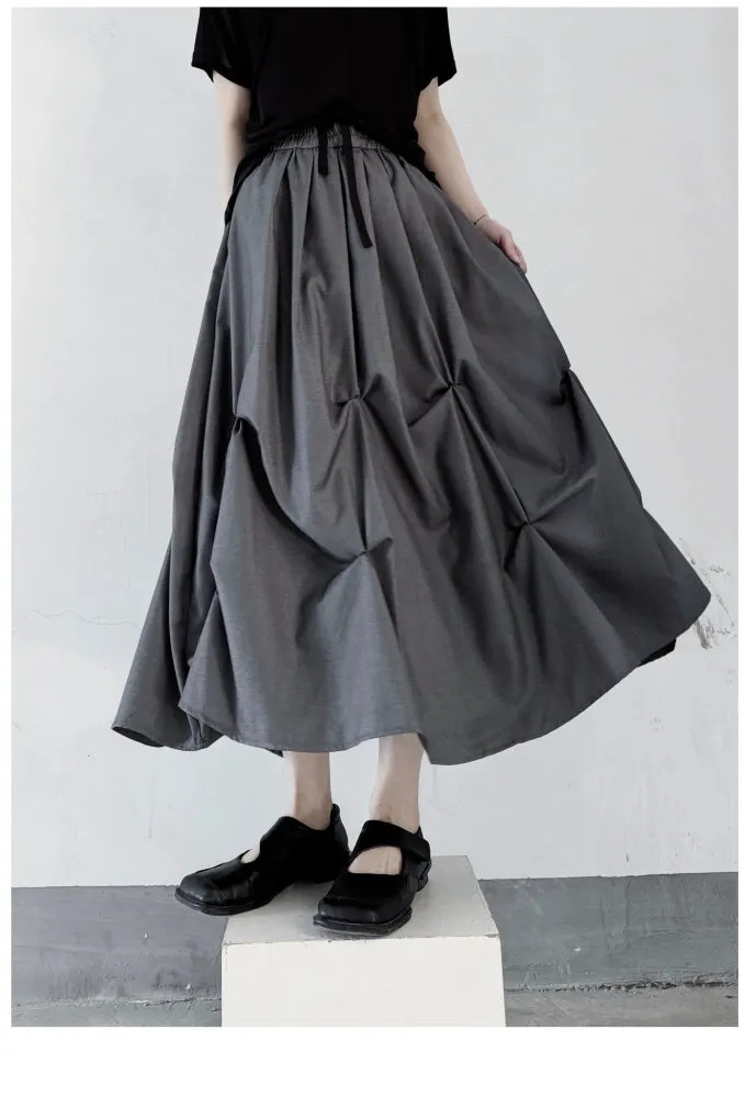 Pleated Irregular Skirt Yamamoto Style Layered Long Skirt