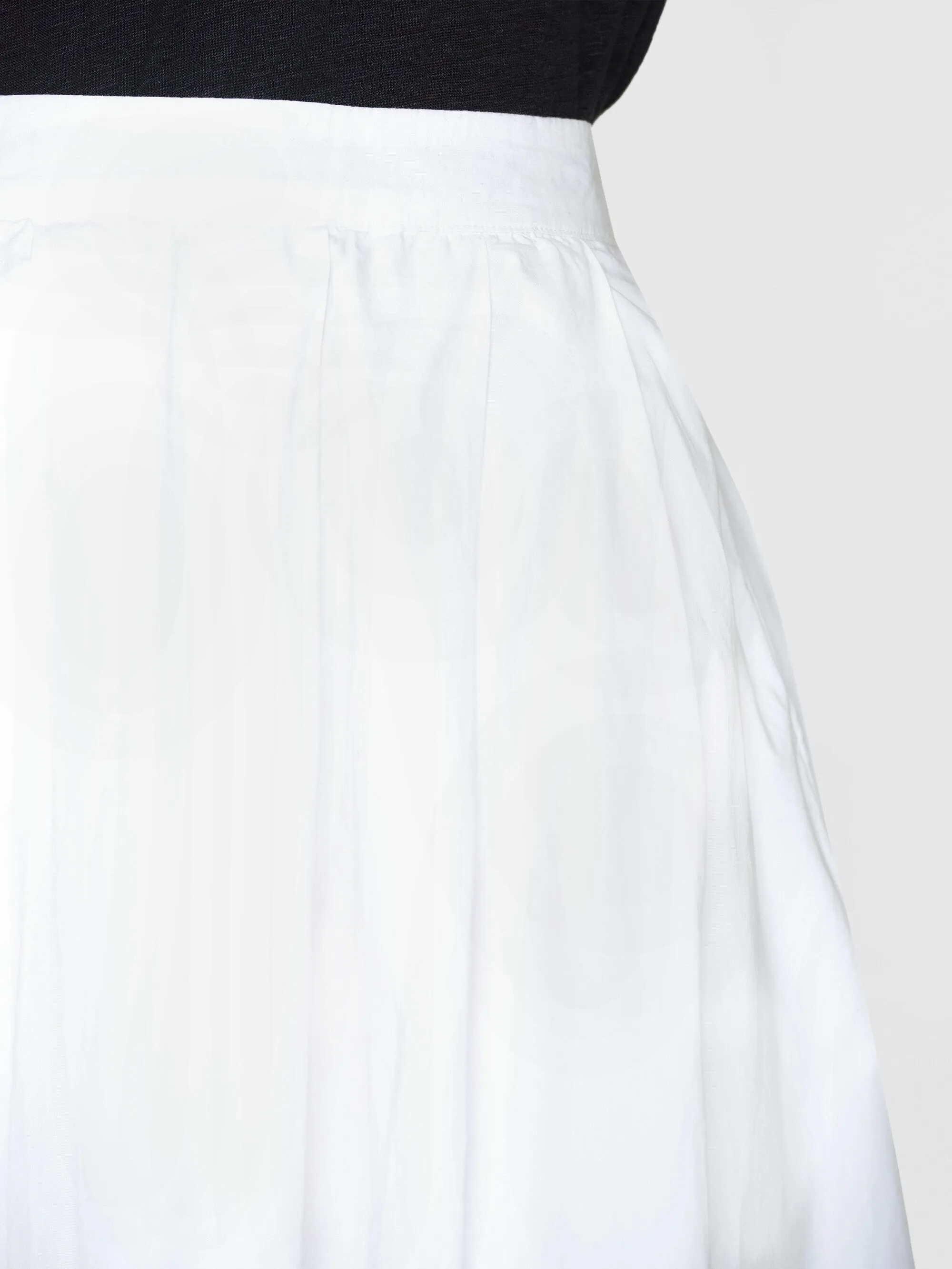 Poplin pleated mid-length skirt - Bright White