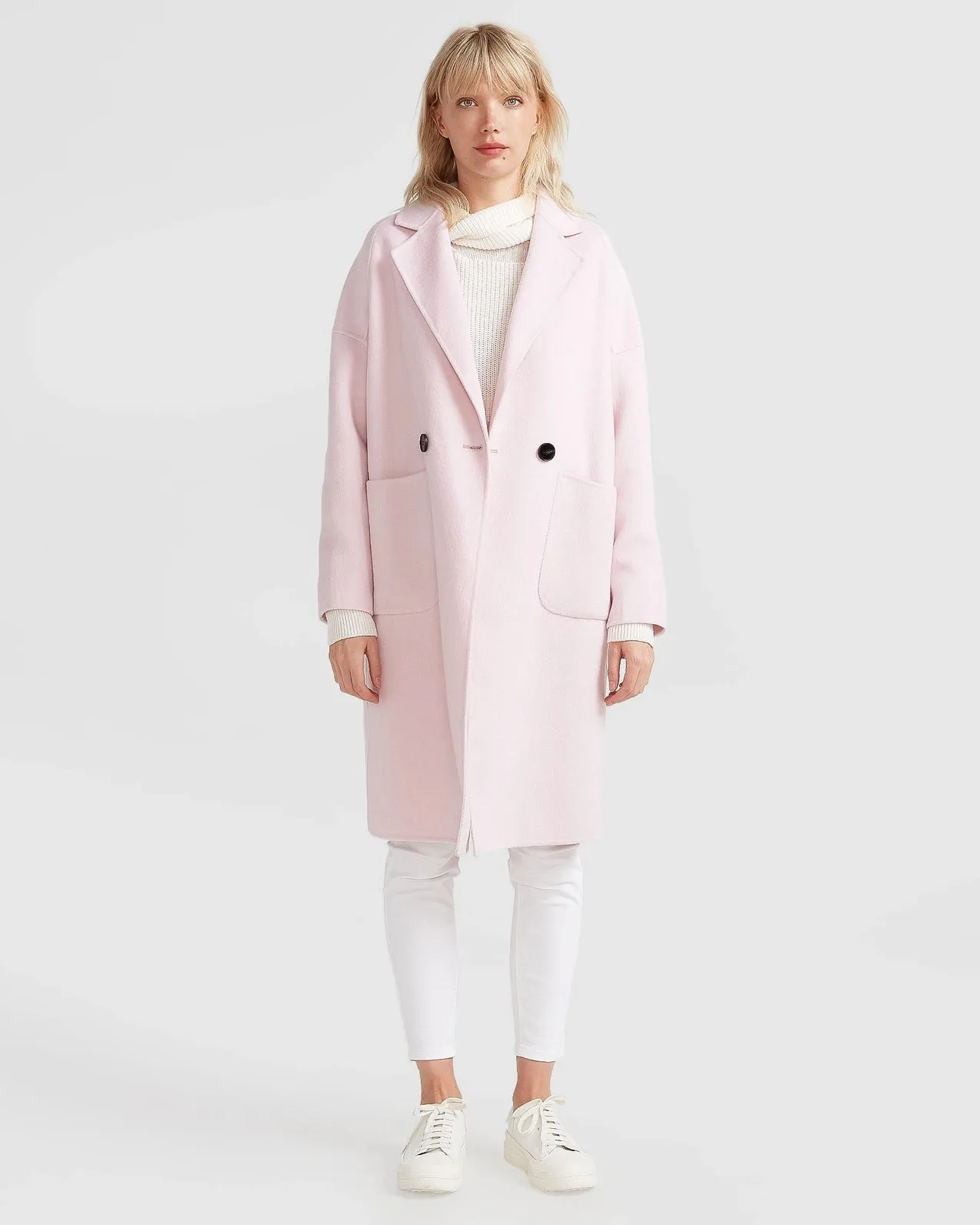 Publisher Double-Breasted Wool Blend Coat - Pale Pink