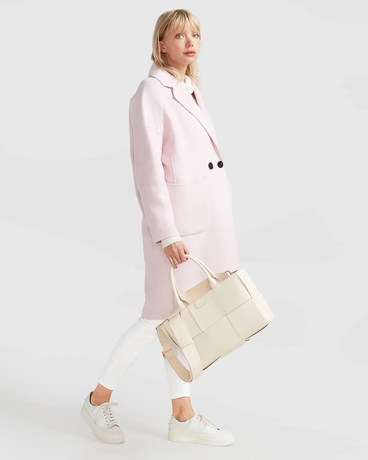 Publisher Double-Breasted Wool Blend Coat - Pale Pink