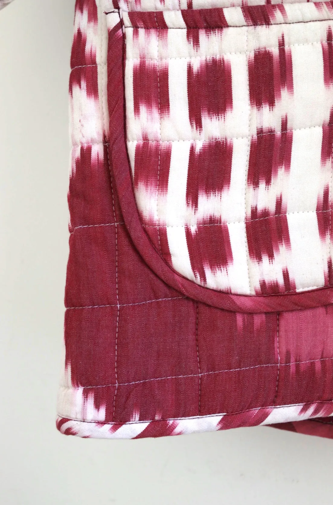 Quilted Kimono Jacket - Cochineal Ikat