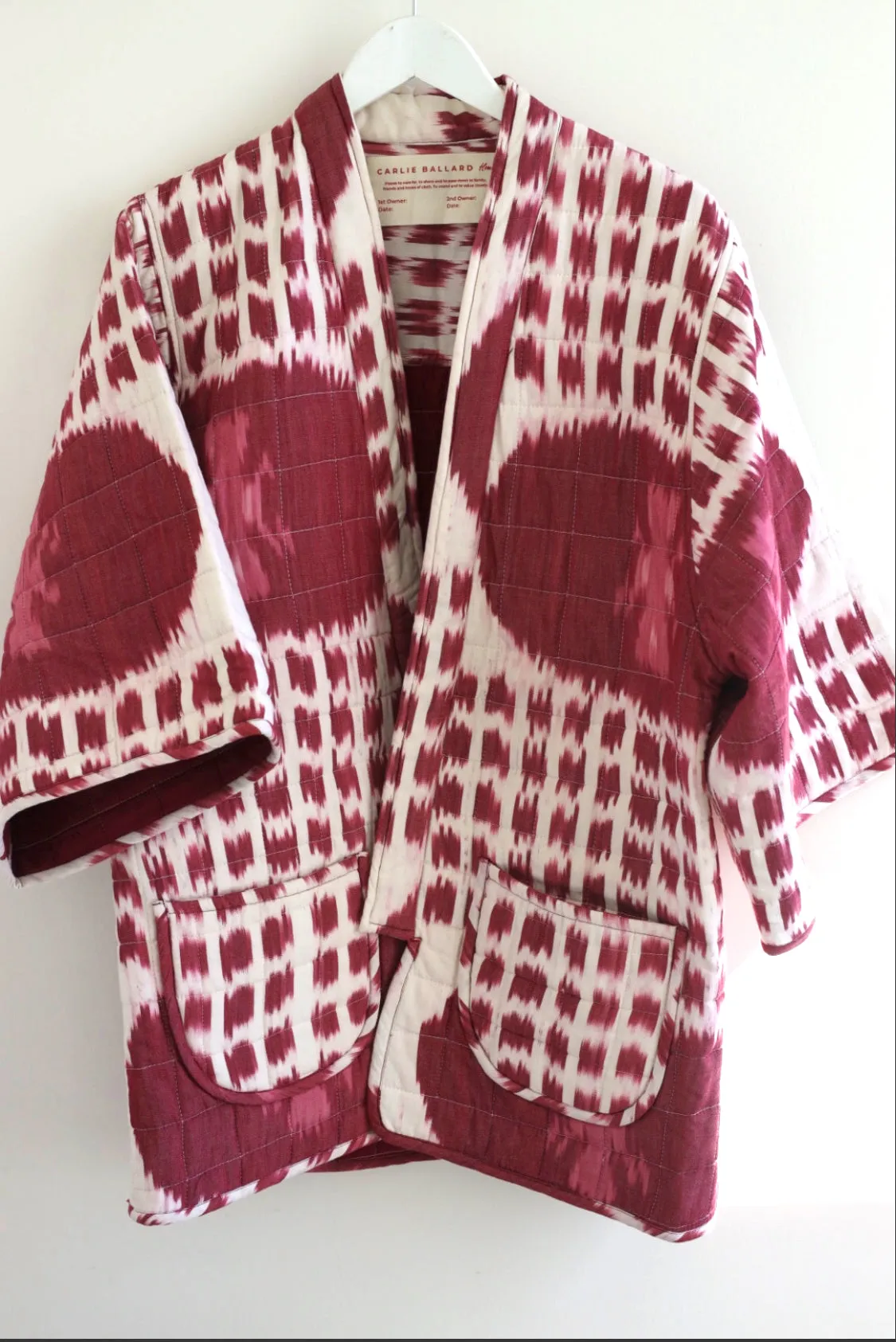 Quilted Kimono Jacket - Cochineal Ikat