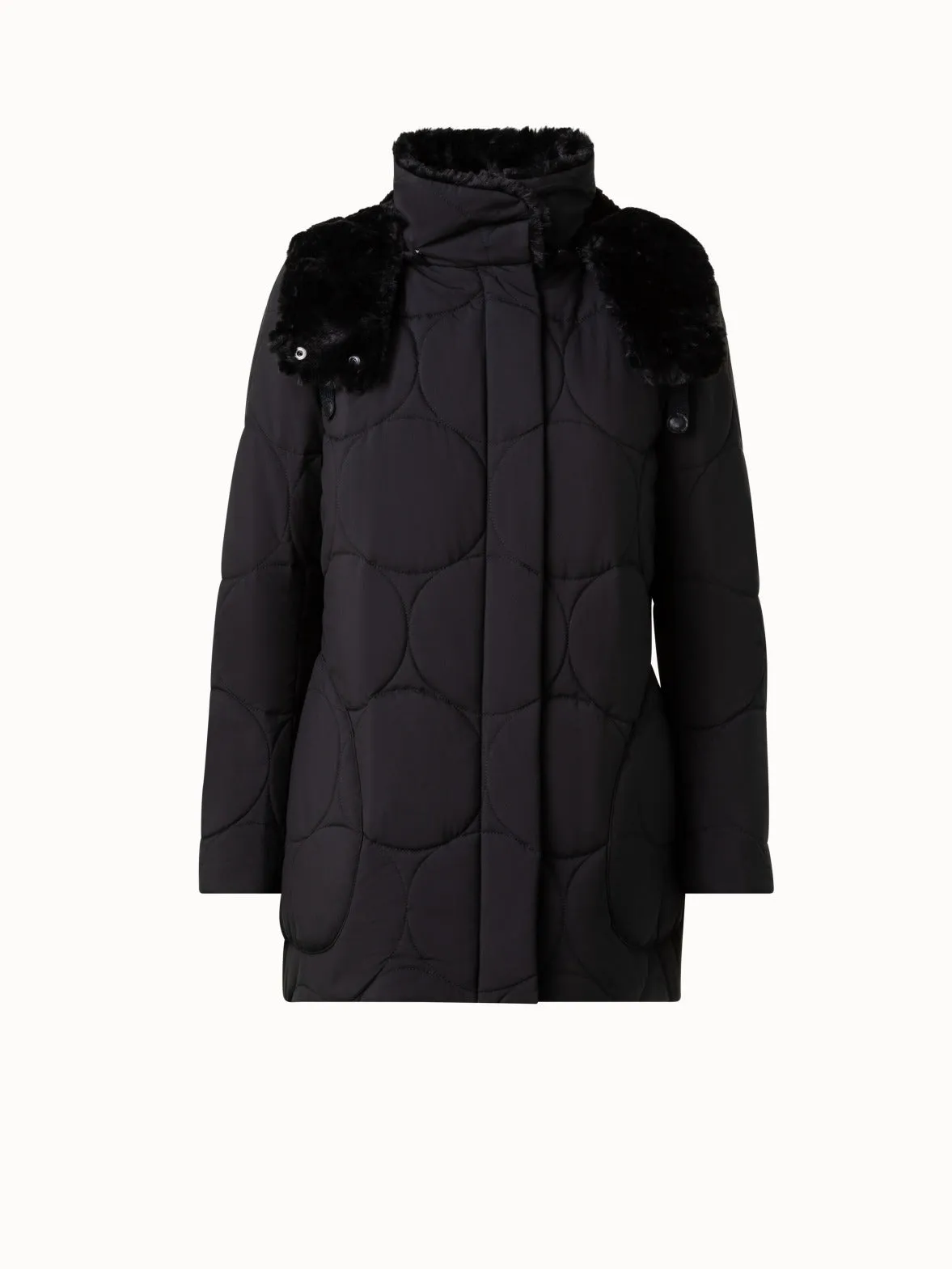 Quilted XL Dot Parka with Detachable Hood