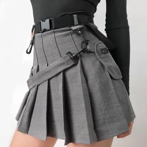 "BUCKLE" PLEATED SKIRT