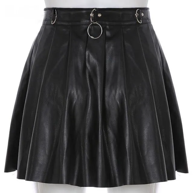 "PLEATED LEATHER" SKIRT