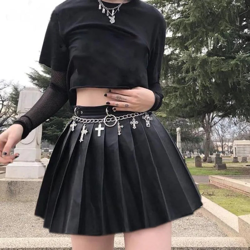 "PLEATED LEATHER" SKIRT