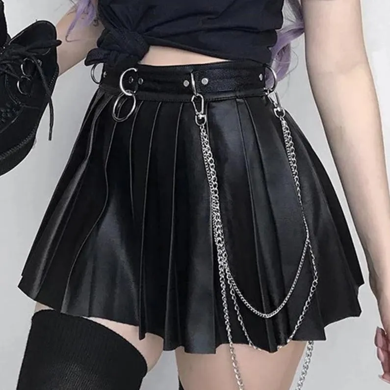 "PLEATED LEATHER" SKIRT