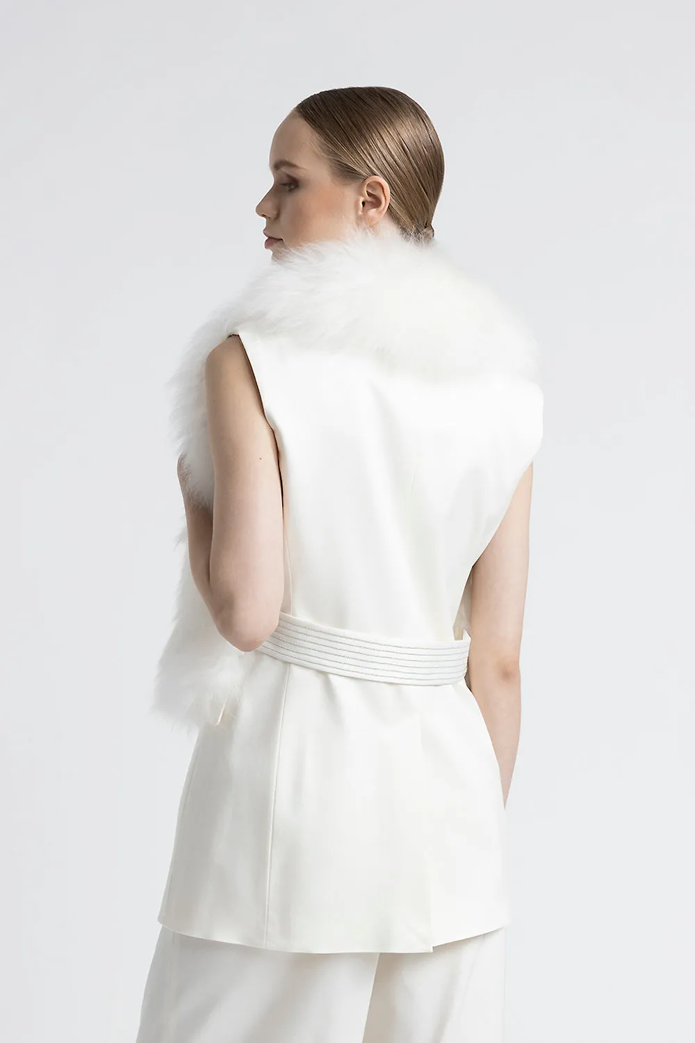 Real cashmere goat fur collar