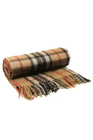 Recycled Wool Tartan Blanket - Thomson Camel