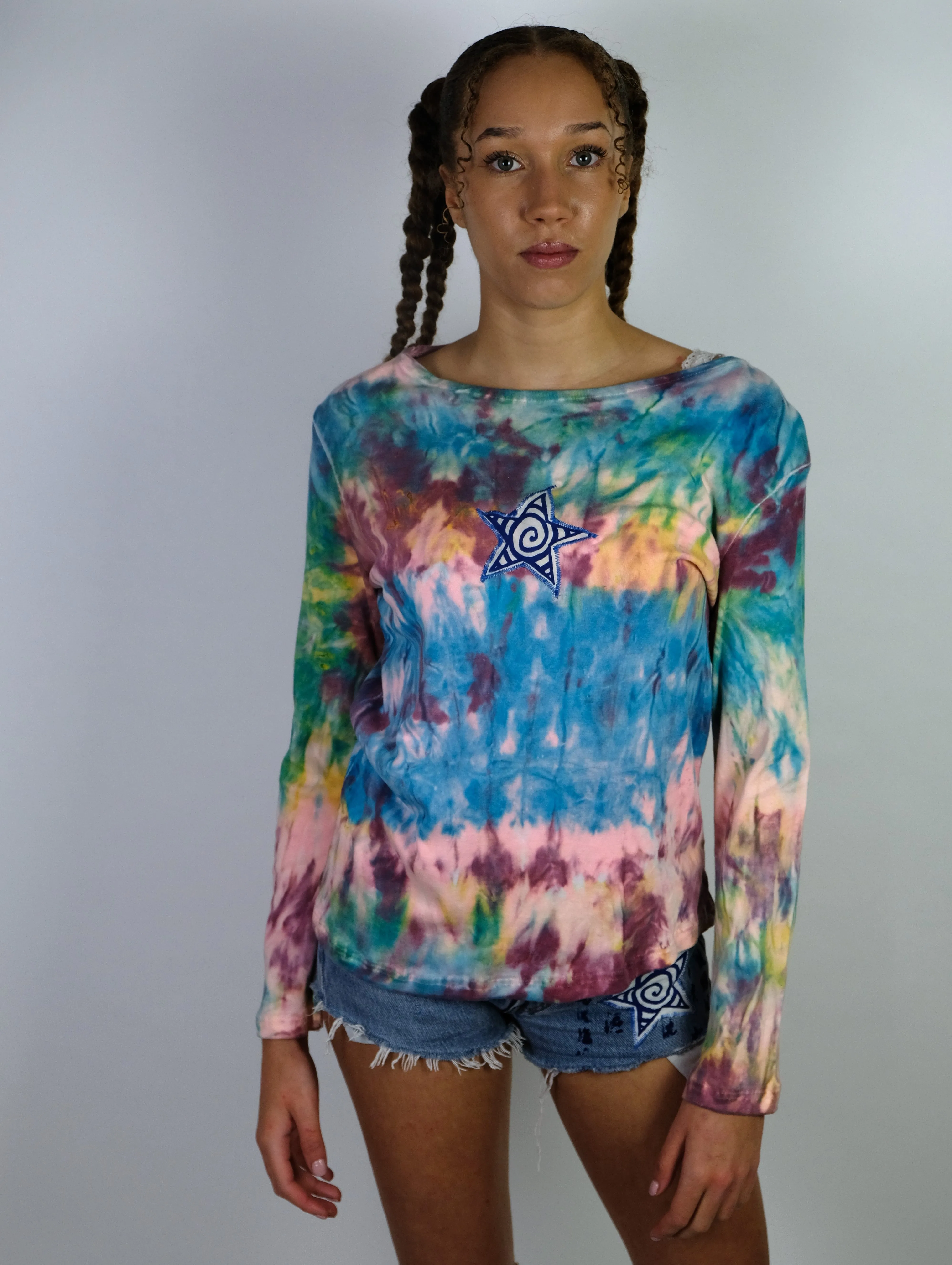 Reworked tie dye star top- 10-12