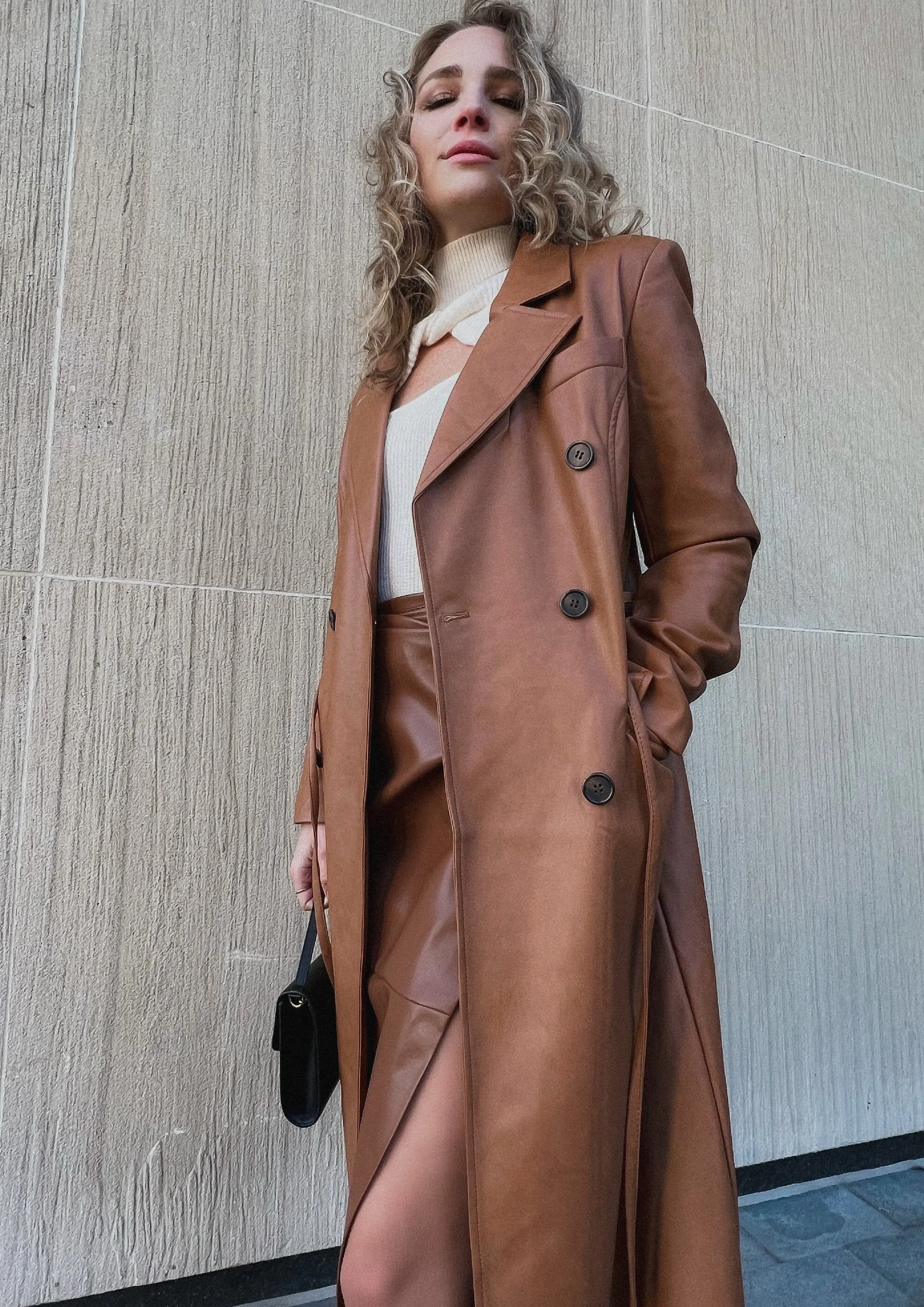 Rhode Vegan Leather Double Breasted Coat