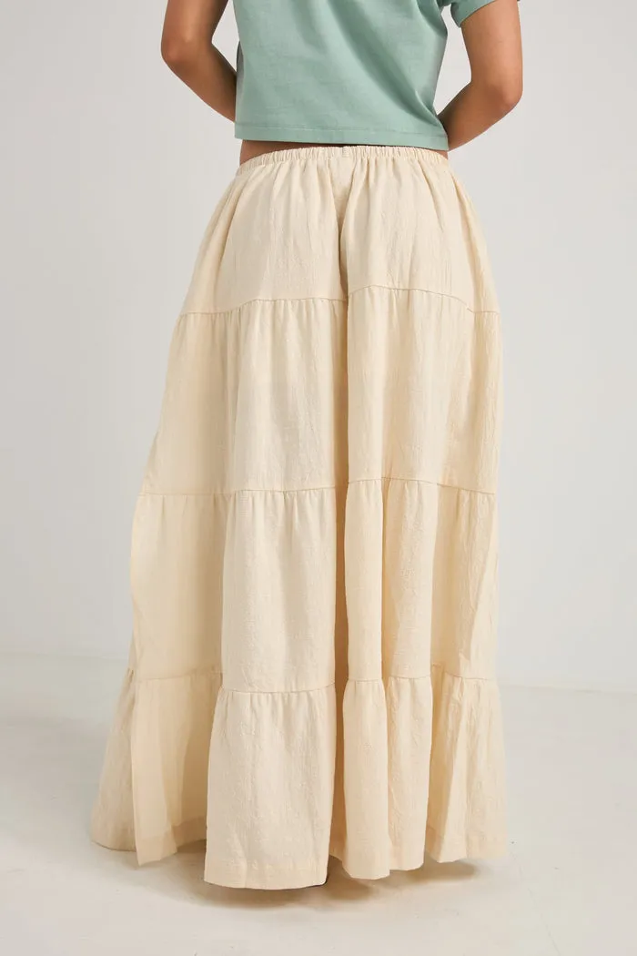 Rhythm Textured Tiered Maxi Skirt - CREAM