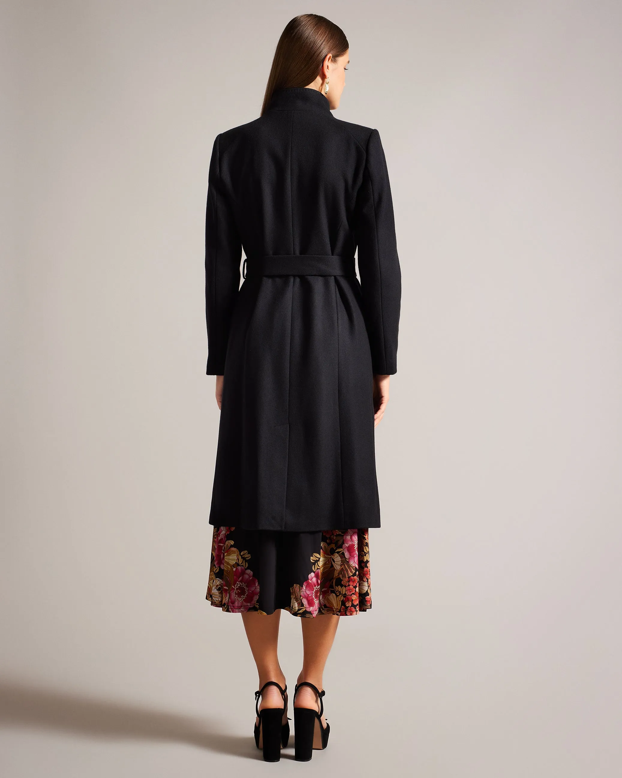 Rose Wool Wrap Coat Black