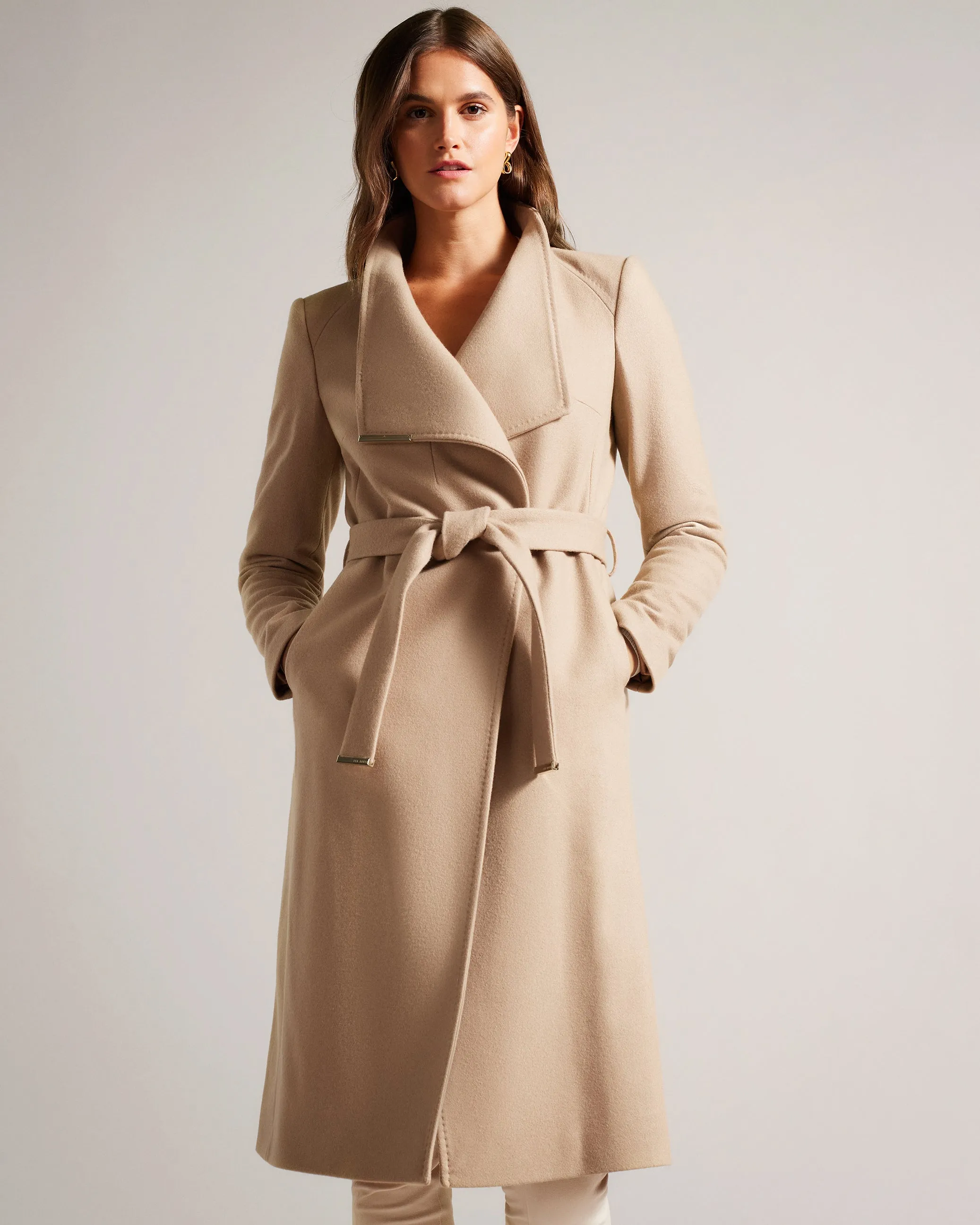 Rose Wool Wrap Coat Camel