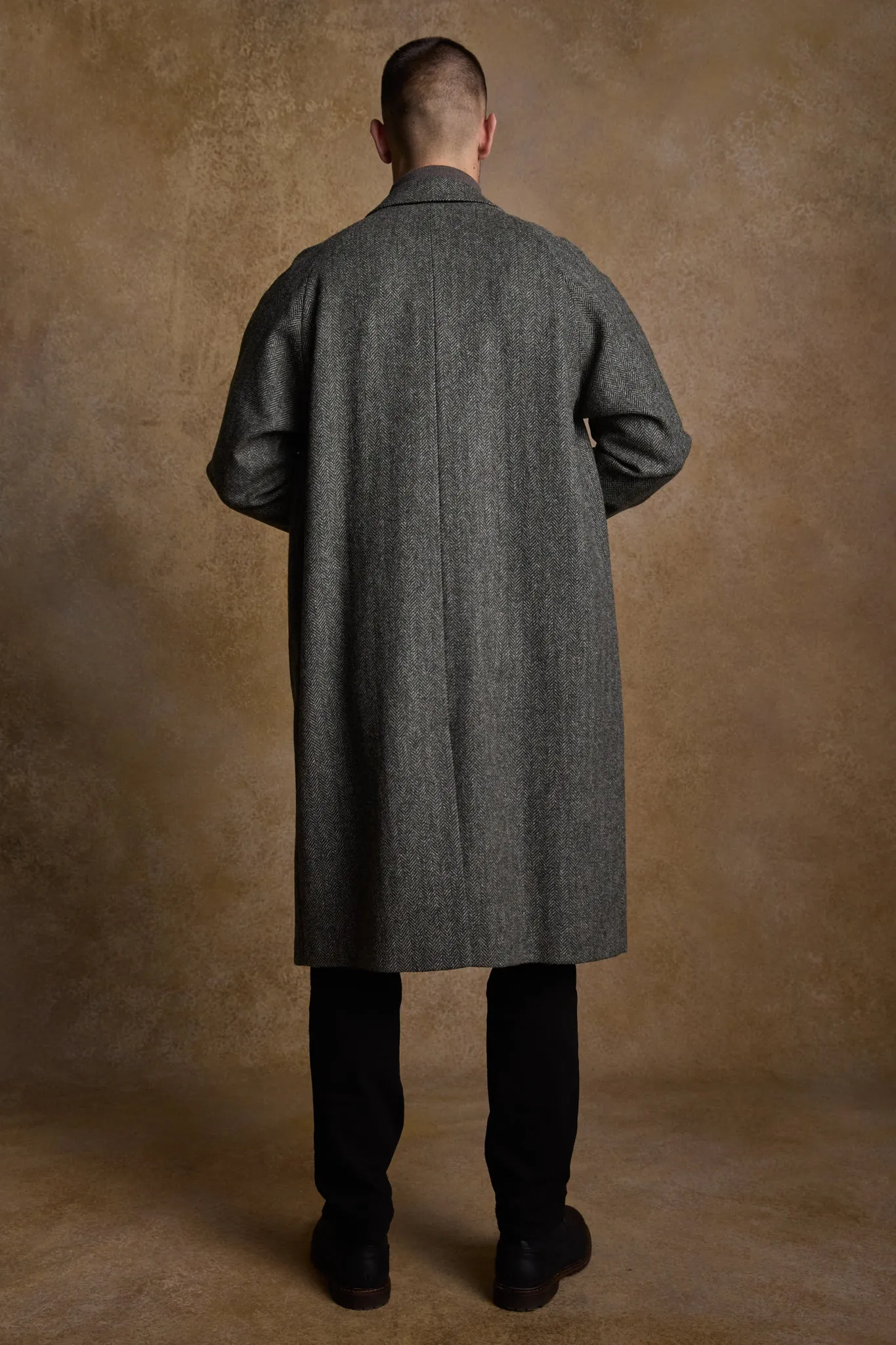 Sean Tweed Coat - Olive Wide Herringbone