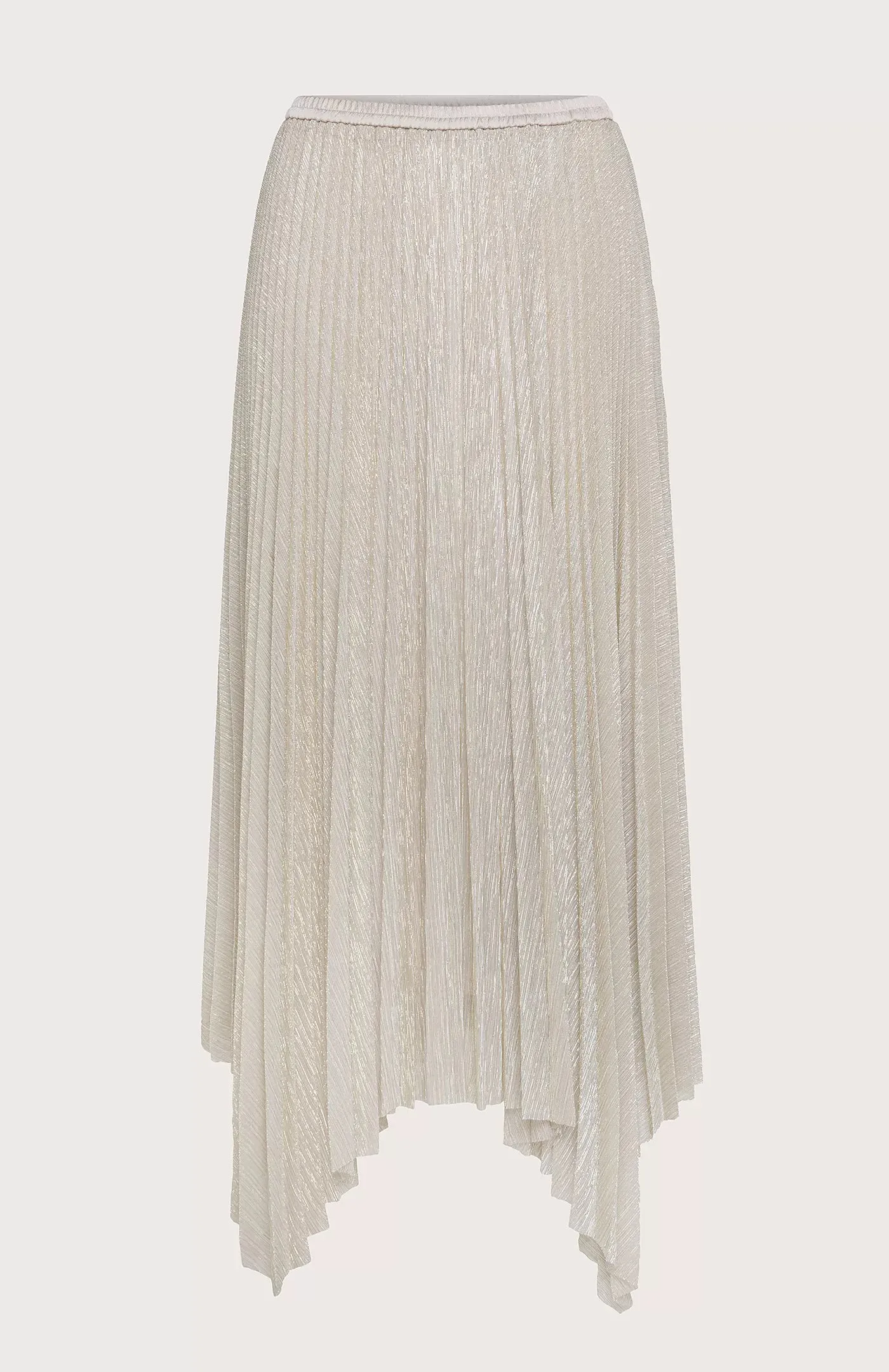 SEVENTY VENEZIA - PLEATED LUREX JERSEY SKIRT WITH ASYMMETRICAL HEM