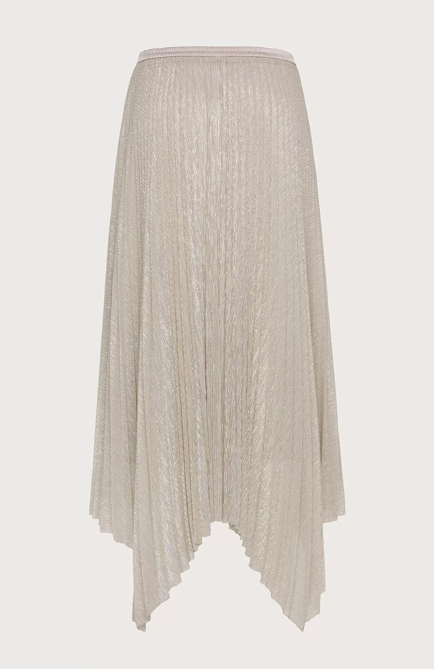 SEVENTY VENEZIA - PLEATED LUREX JERSEY SKIRT WITH ASYMMETRICAL HEM