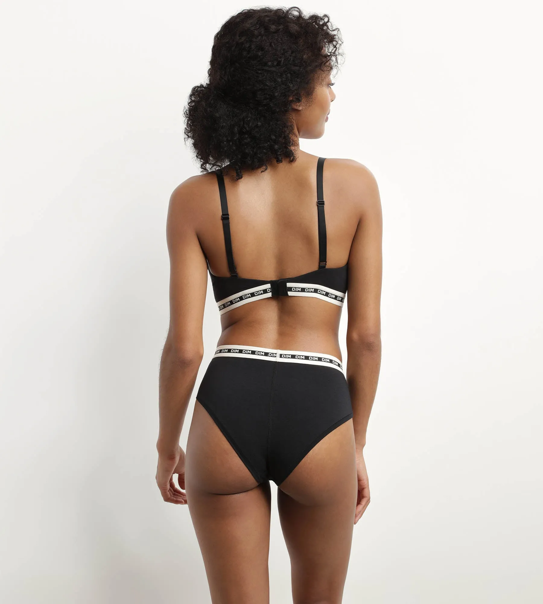 Shorty femme coton modal Noir à ceinture contrastée Dim Icons Essentiel