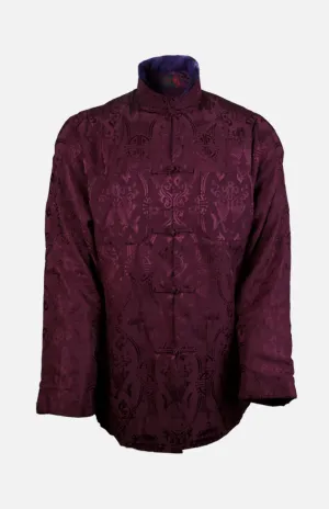 Silk Padded Jacket (Fishes Pattern)-Purple