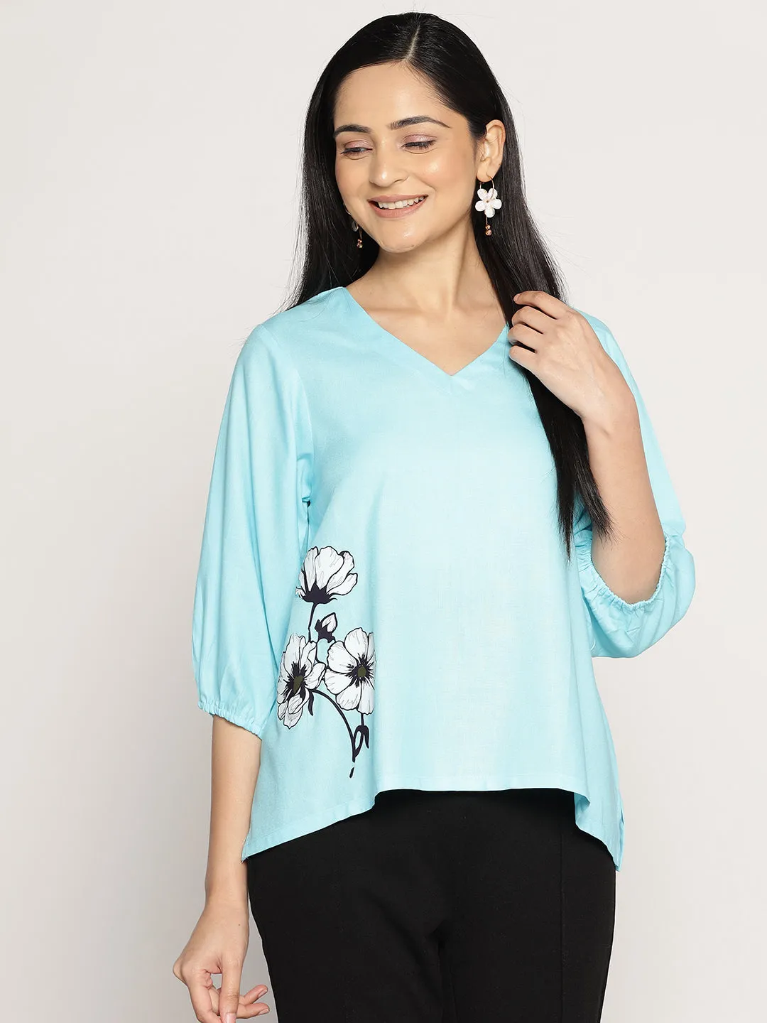 Skyblue Rayon Top - FoliageFusion