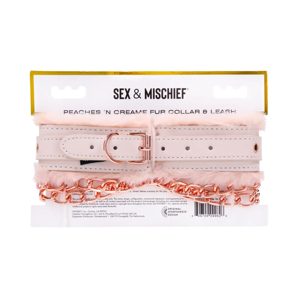 Sportsheets Sex & Mischief Peaches 'n CreaMe Fur Collar & Leash