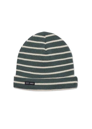 Striped sailor hat - in pure new wool (VEGETAL/ECRU)