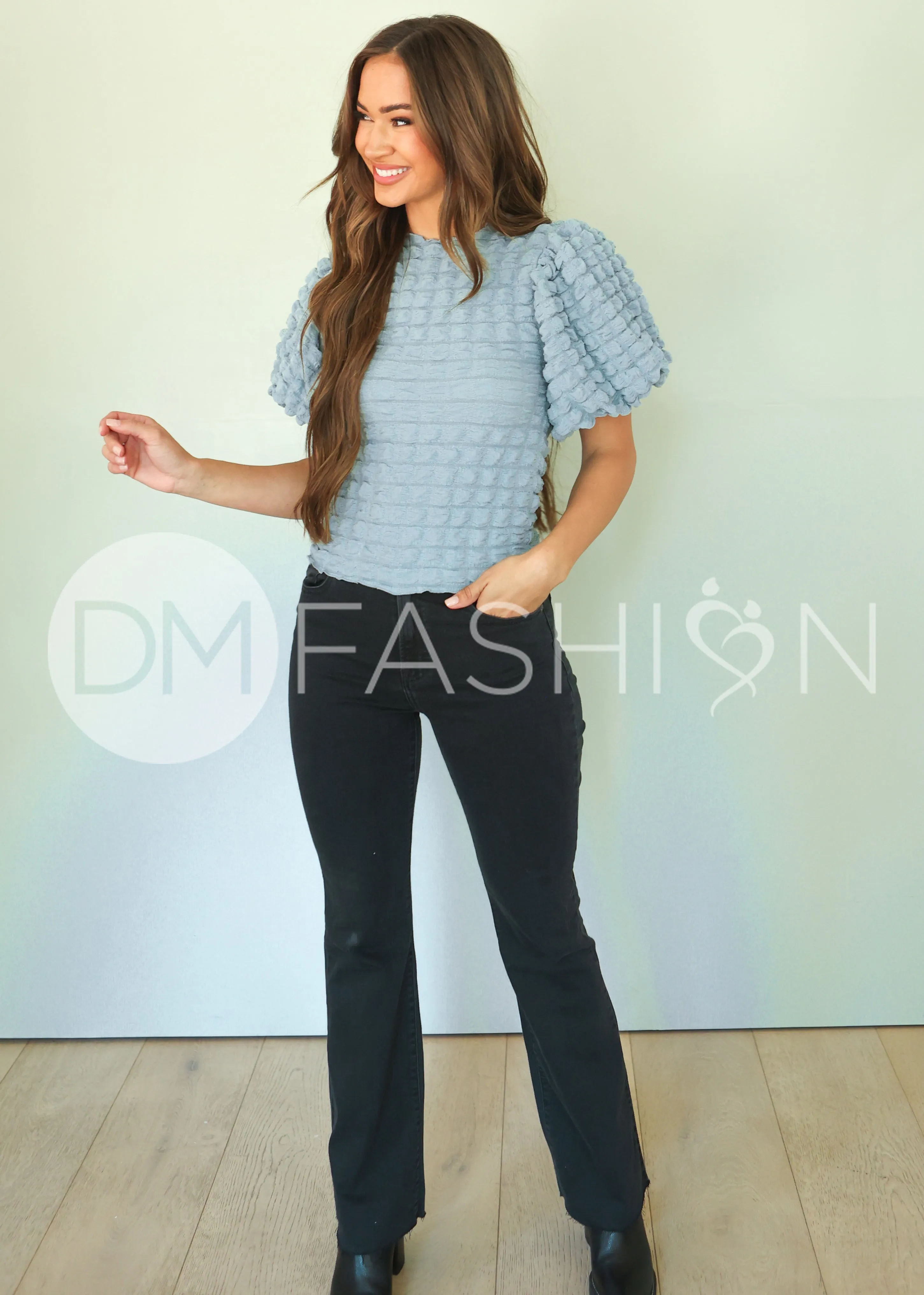 Sunday Brunch Ash Blue Top - DM EXCLUSIVE