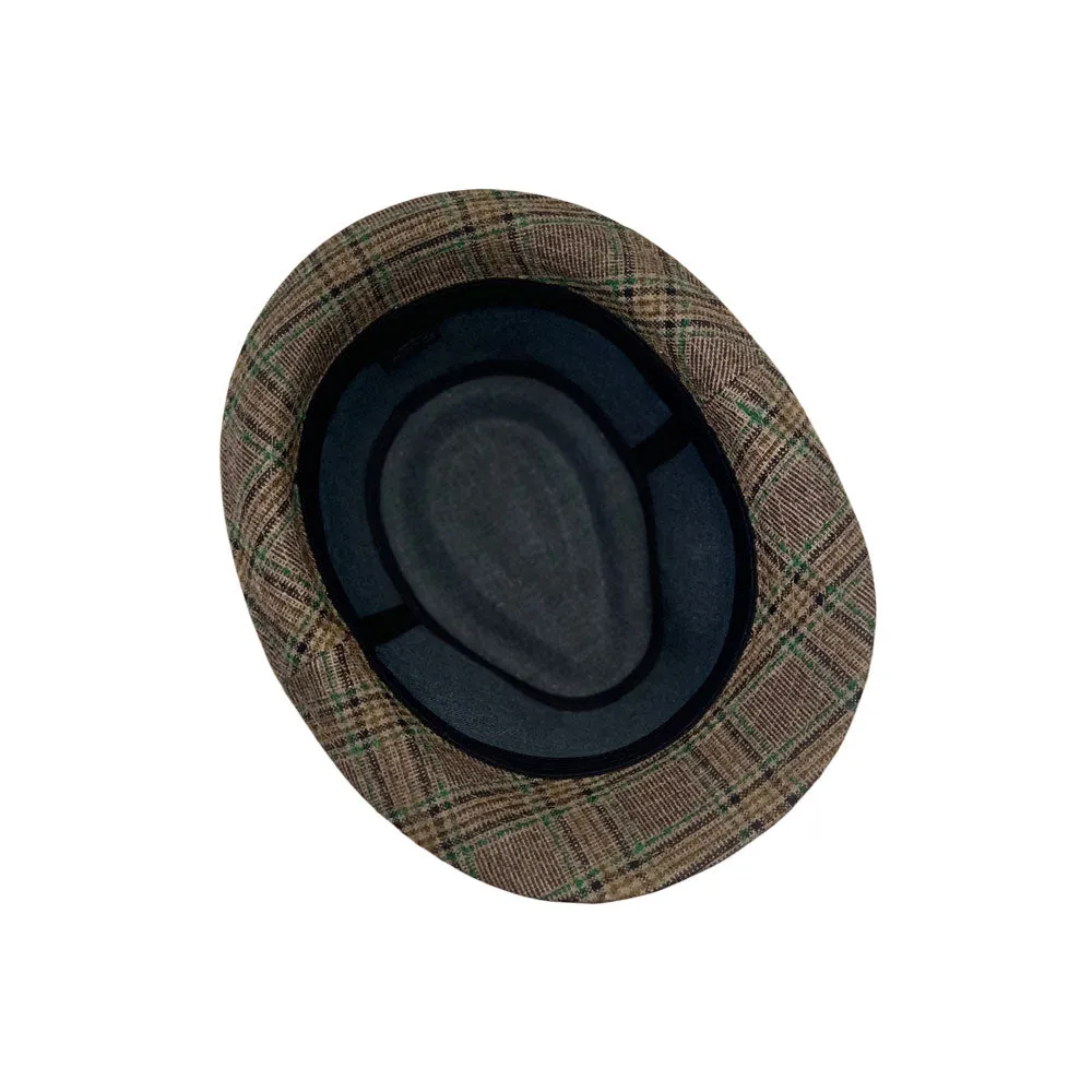 Tartan Plaid Check Pattern Fedora Hat Wool Classic Trilby LD61467