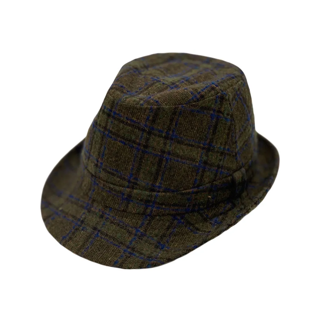 Tartan Plaid Check Pattern Fedora Hat Wool Classic Trilby LD61467