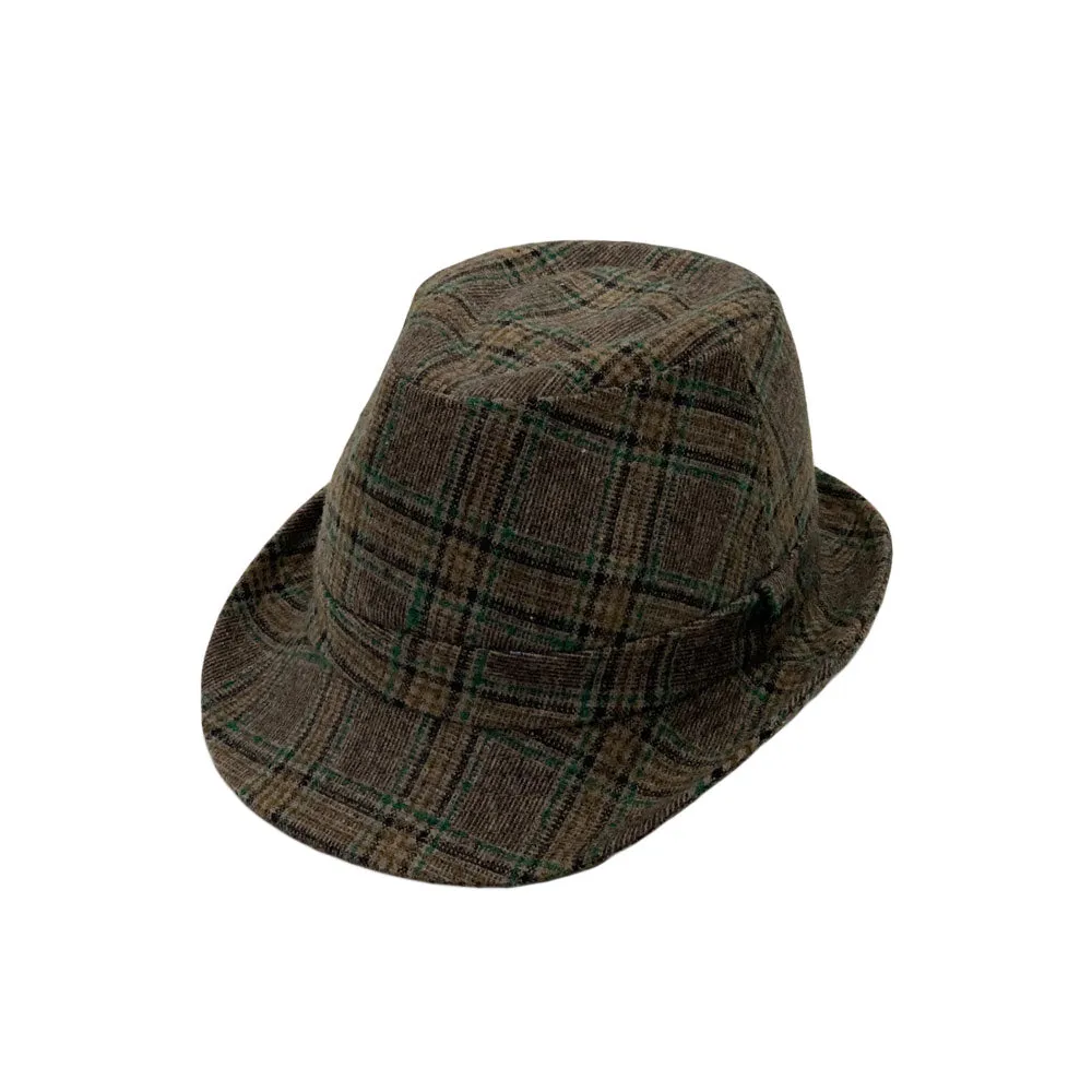 Tartan Plaid Check Pattern Fedora Hat Wool Classic Trilby LD61467