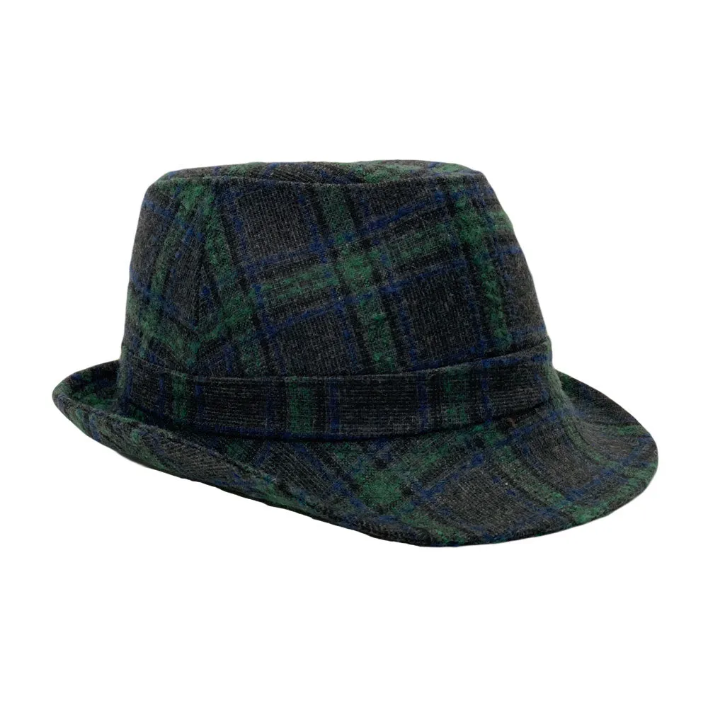 Tartan Plaid Check Pattern Fedora Hat Wool Classic Trilby LD61467