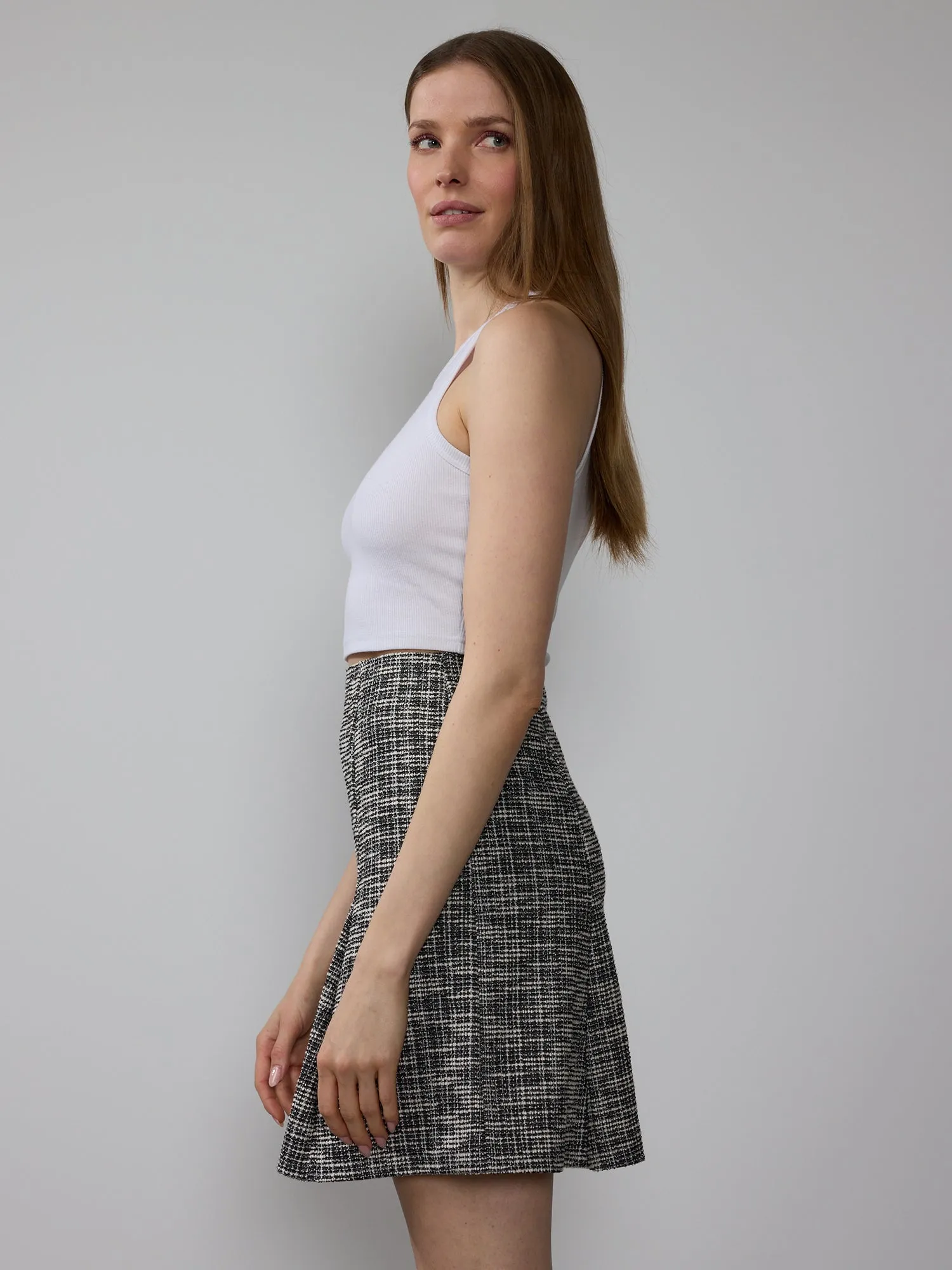 Textured Spring Tweed Knit Skirt