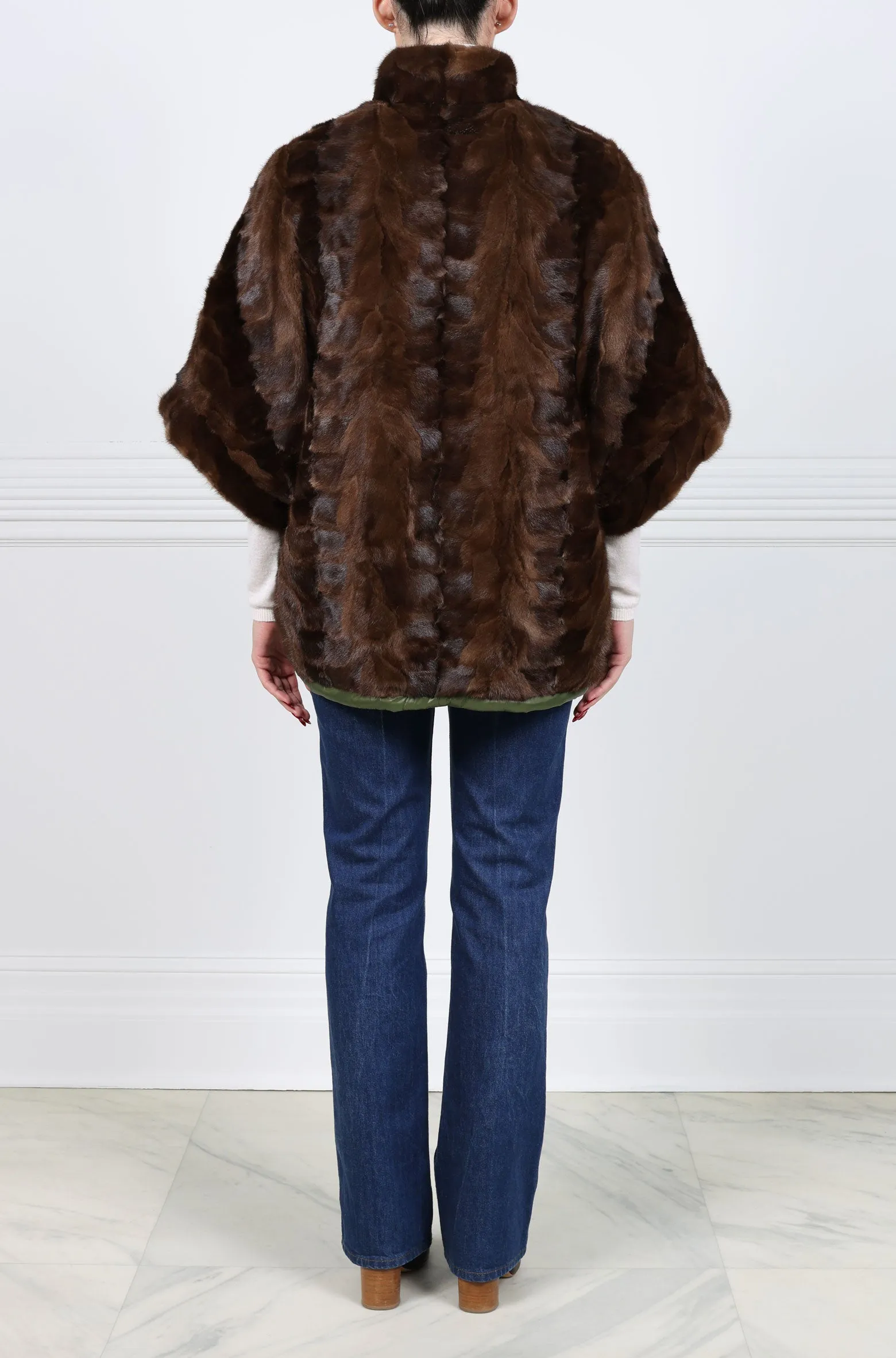 The Kina Drop Shoulder Reversible Upcycled Mink Fur Quilted Jacket