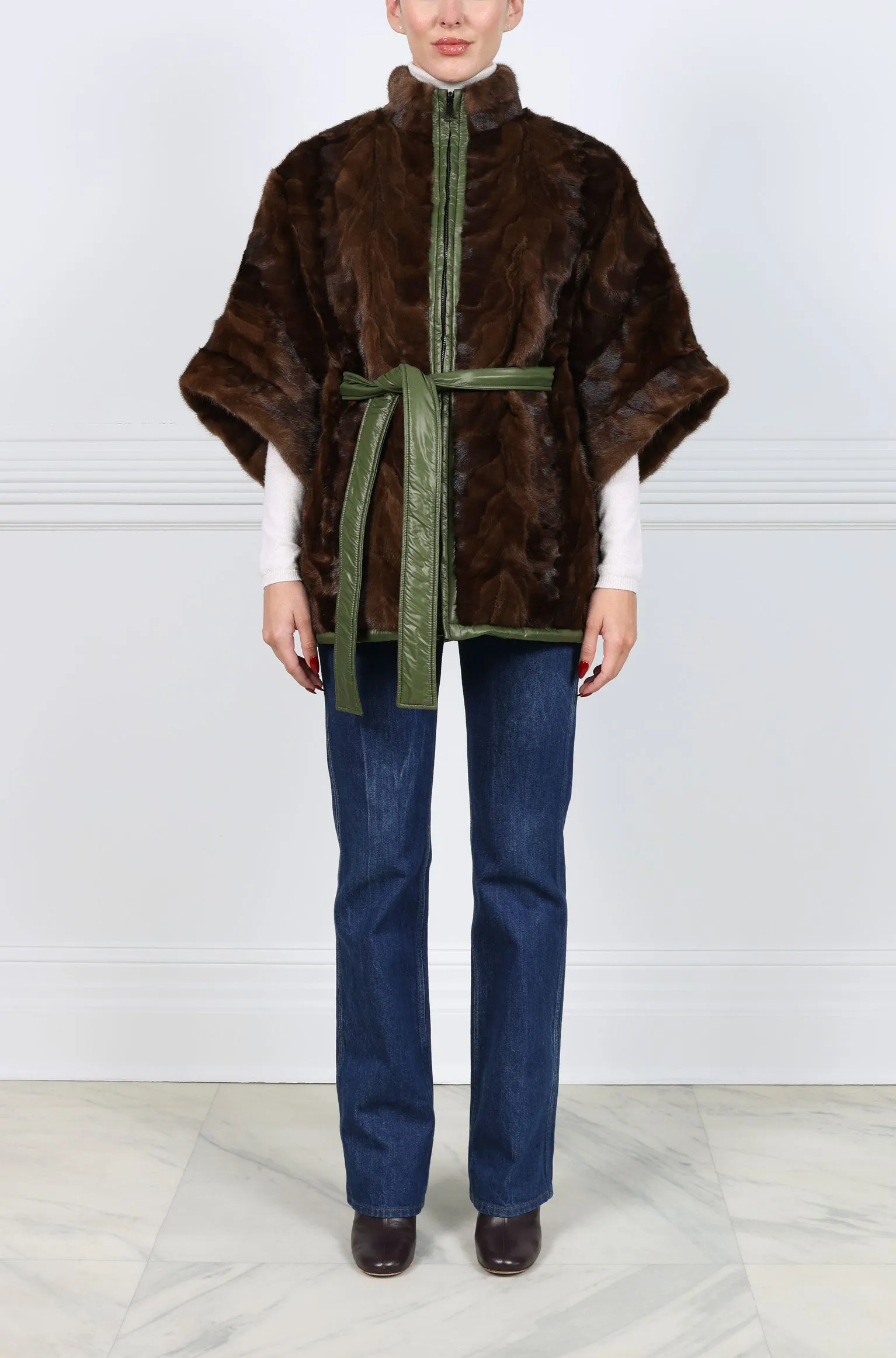 The Kina Drop Shoulder Reversible Upcycled Mink Fur Quilted Jacket