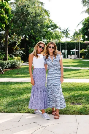 The Polly Skirt White Blue Floral by Perry Walker Collective