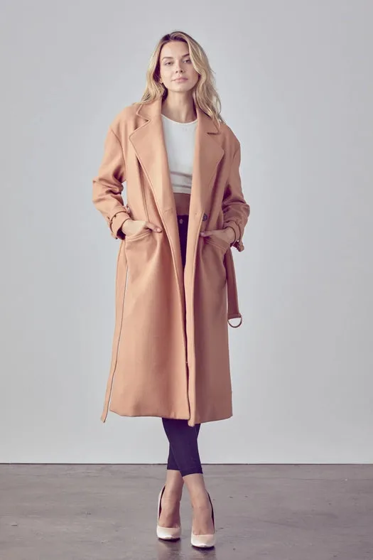 TRENDY CHIC GOLD HARDWARE LONG TRENCH COAT