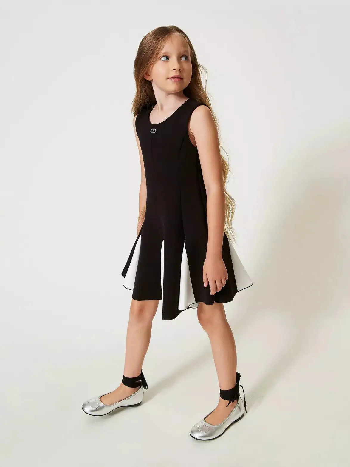 Twinset - Girls’ Two-tone short scuba fabric dress