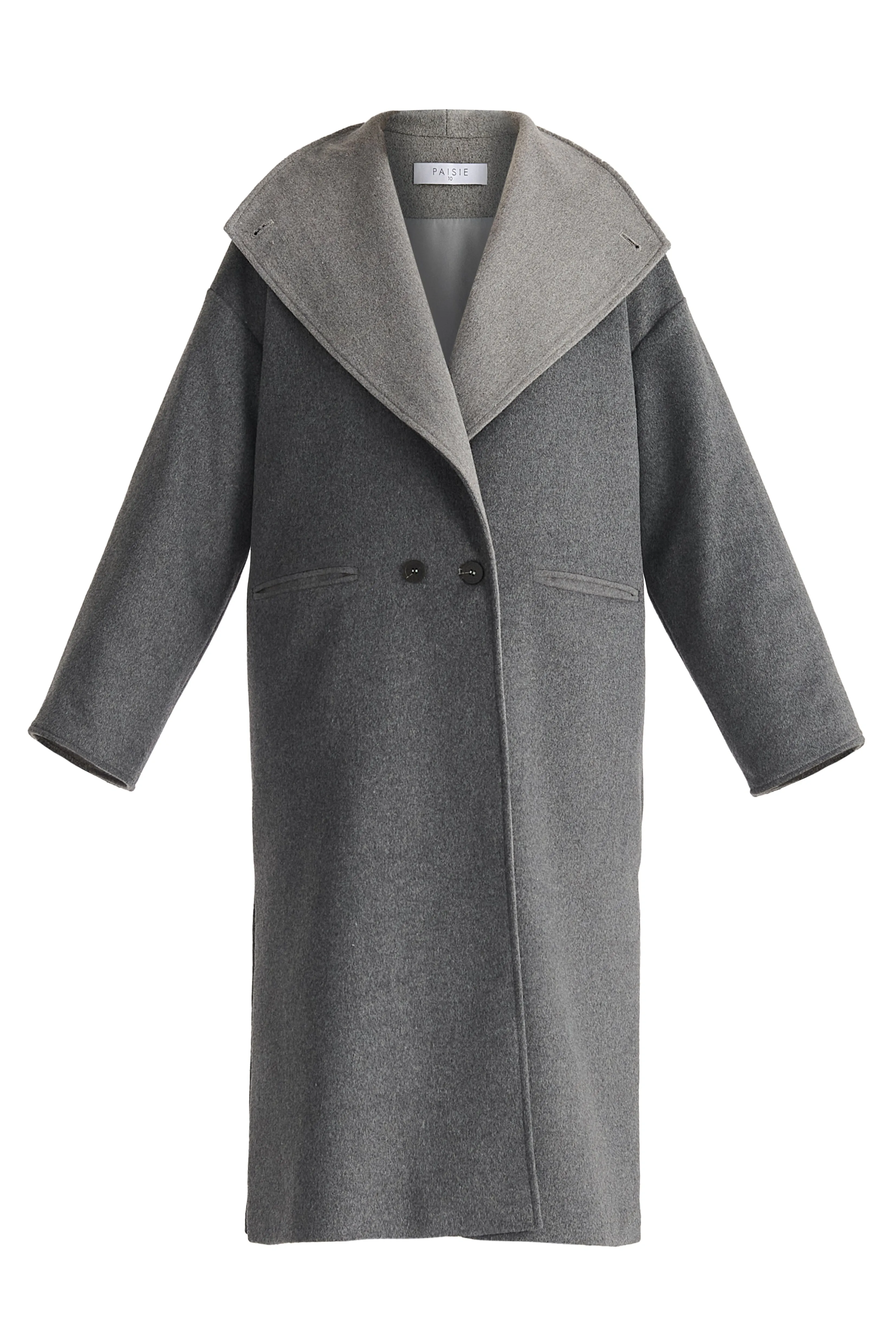 Two-Tone Double Breasted Wool Blend Coat