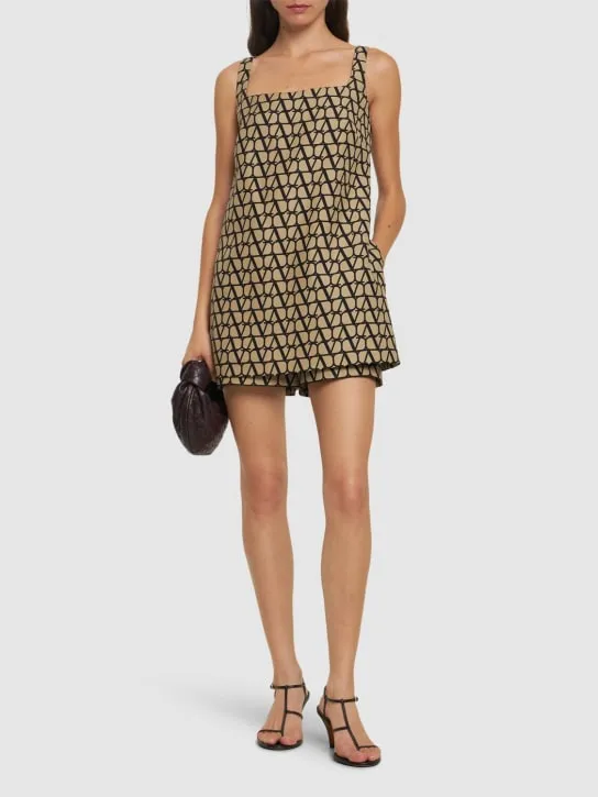 Valentino   Couture logo jacquard crepe playsuit 