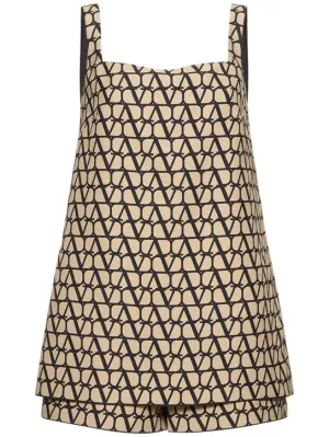 Valentino   Couture logo jacquard crepe playsuit 