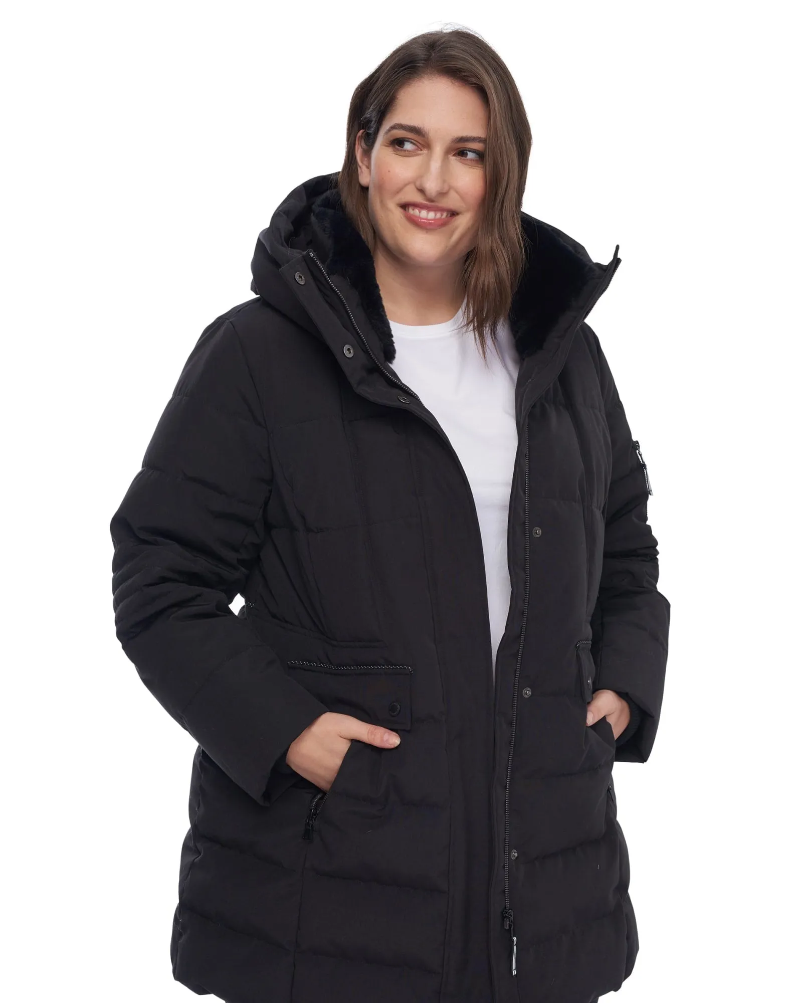 Vegan Down  Mid-Length Parka | Black