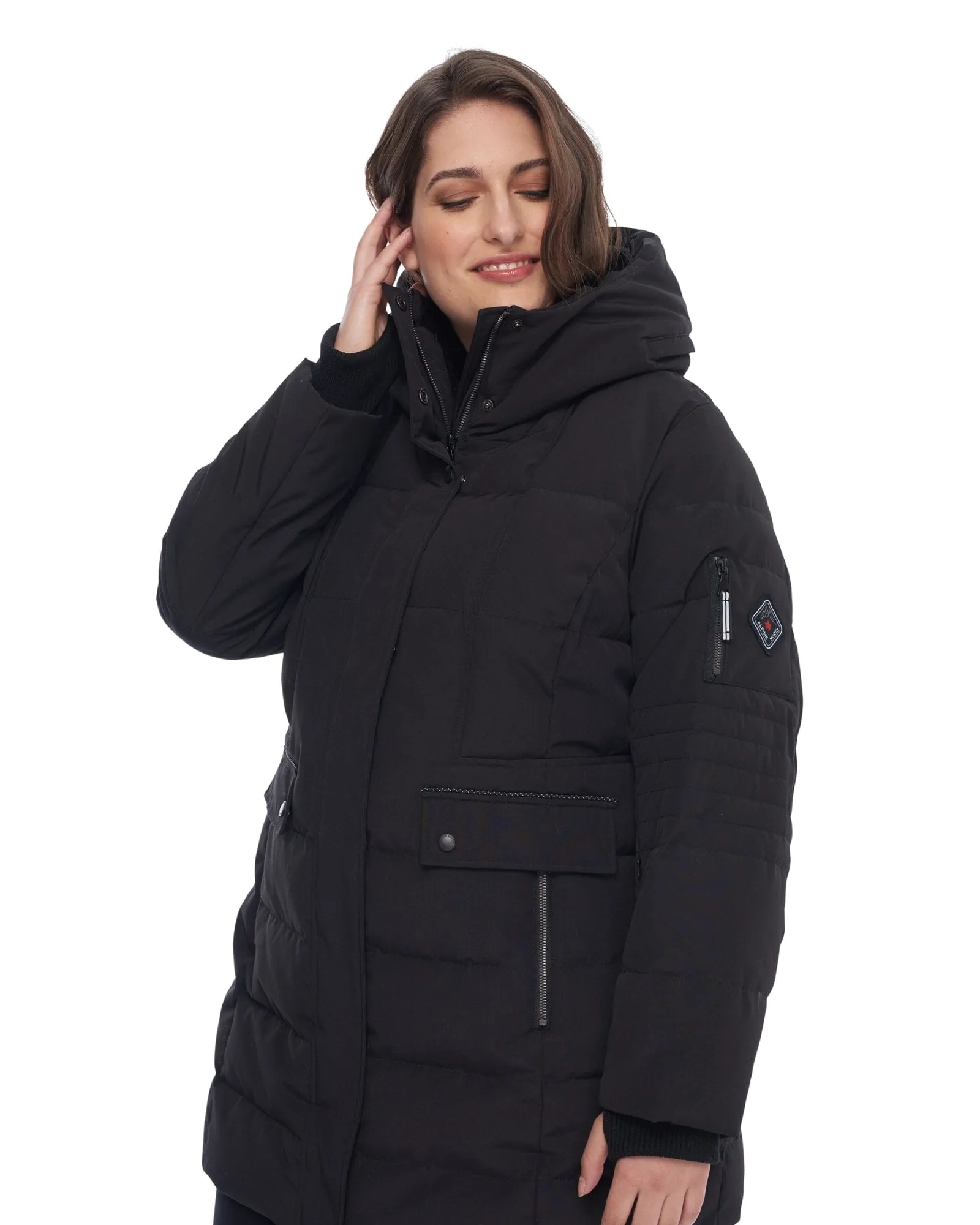 Vegan Down  Mid-Length Parka | Black