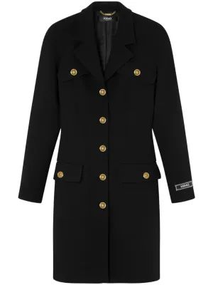 Versace Black Wool Raglan Coat